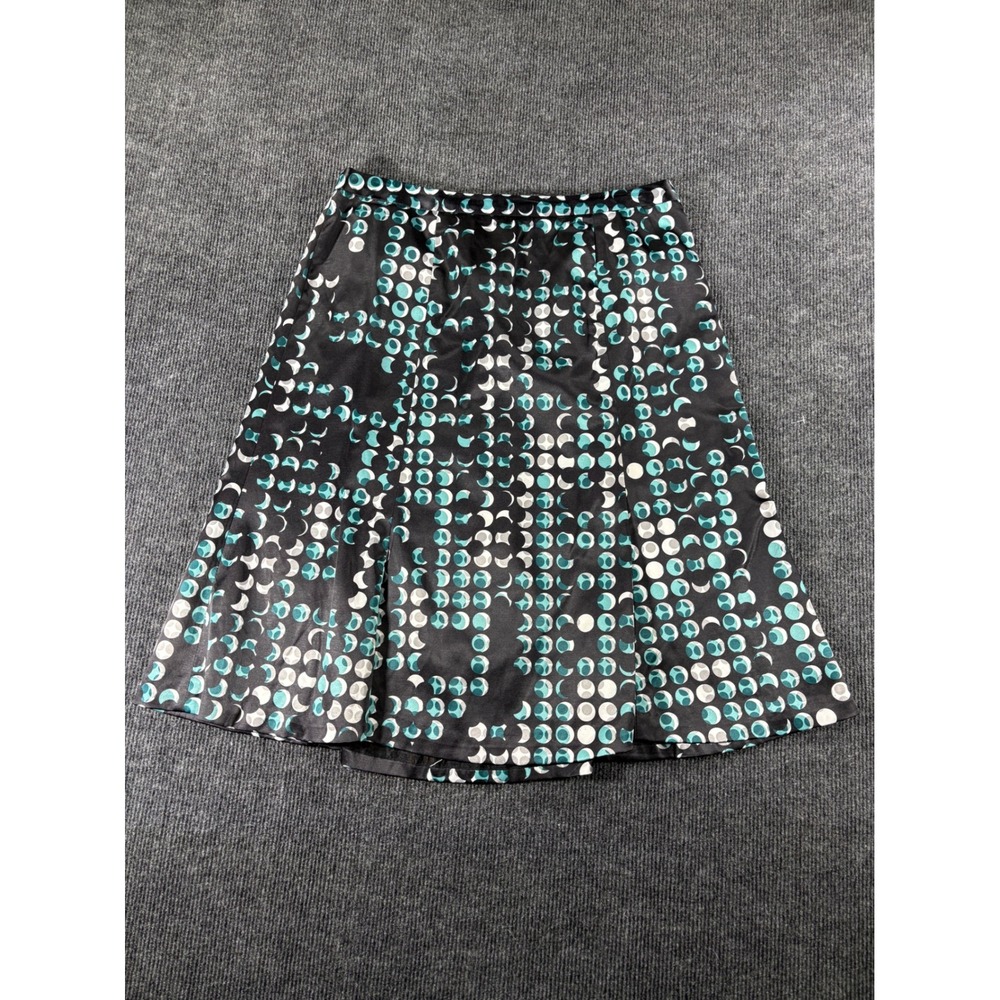 East 5th Womens Black Teal Moon Print A-Line Skirt Size 10 Geometric Career 2369